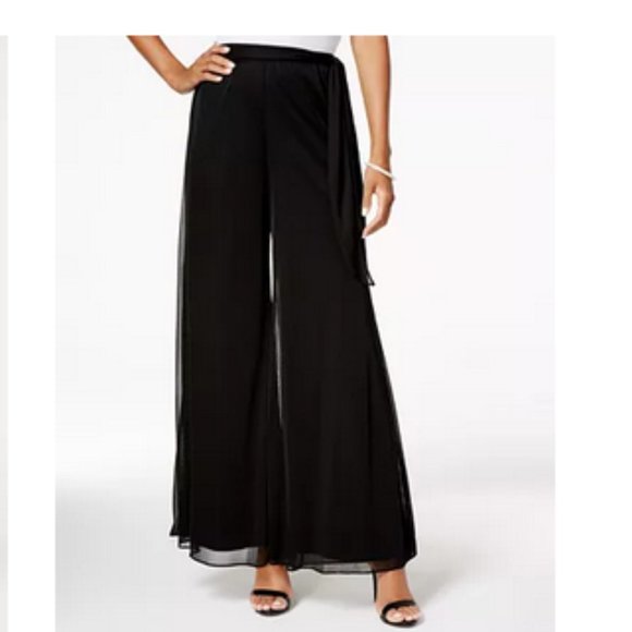 Alex Evenings Women's Wide Leg Chiffon Dress Pant Black L/ Regular - Picture 2 of 7